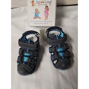 Apakowa Kid's boySoft Sole Close Toe sport sandals toddler little kid  blue US 7